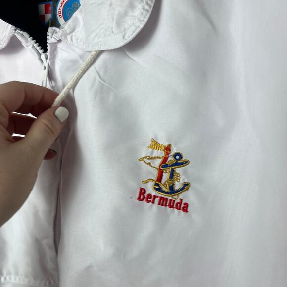 Vintage 90s Bermuda Sports White Windbreaker Jacket Size Unisex Small Nautical - Picture 3 of 12
